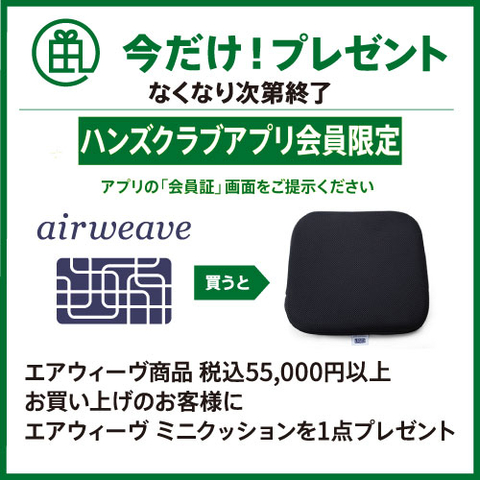 【アプリ会員限定】エアウィーヴ商品を税込55,000円以上お買い上げでノベルティプレゼント