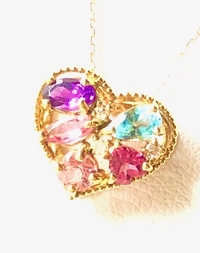 18金 ミックスカラーストーン ハートペンダント.jpeg